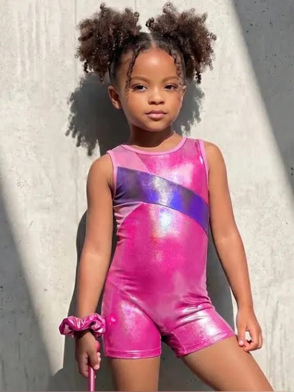 Kids Gymnastics metallic bikertard Rainbow Unicorn Sz 6
